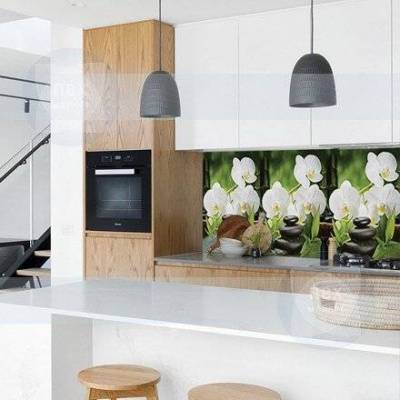 Экран для кухни из пластика Белая орхидея 600 мм (длина 1 м)