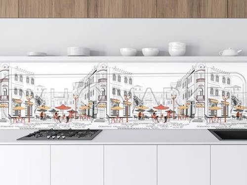Экран для кухни из пластика Уличное кафе 600 мм (длина 3 м)