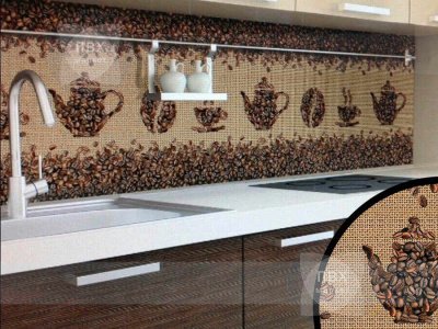 Экран для кухни из пластика Кофейные зерна 600 мм (длина 3 м)