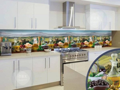 Экран для кухни из пластика Оливки (Прованс) 600 мм (длина 3 м)