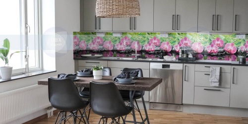 Экран для кухни из пластика Орхидеи эпифиты 600 мм (длина 2 м)