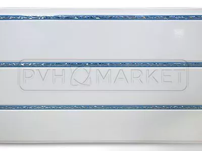 Пластиковые панели для потолков с рисунком Элегия голубая трехсекционная 3000х240х8 мм фото