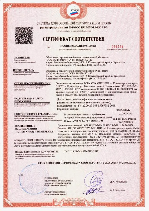 Сертификат на подоконники