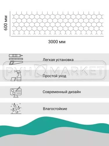 Экран для кухни из пластика Соты 600 мм (длина 3 м)