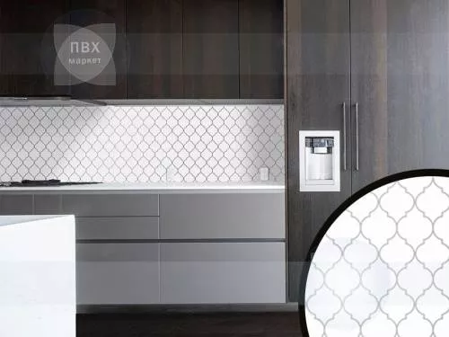 Экран для кухни из пластика Арабеска серебро 0,6 м (длина 3 м)