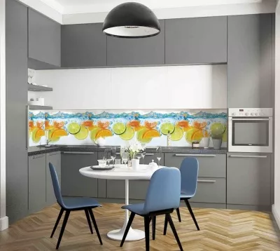 Экран для кухни из пластика Фрукты в воде 600 мм (длина 2 м)