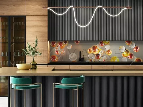 Фартук для кухни из ПВХ с фотопечатью Оранжевые пузырьки 0,6 м (длина 3 м).
