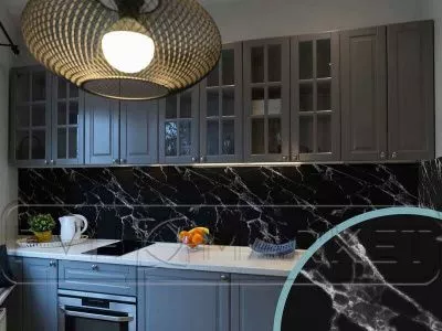 Экран для кухни из пластика Крестола Black 600 мм (длина 4 м)