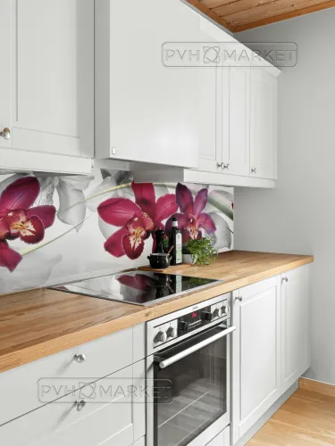 Экран для кухни из пластика Орхидеи 0,6 м (длина 3 м)