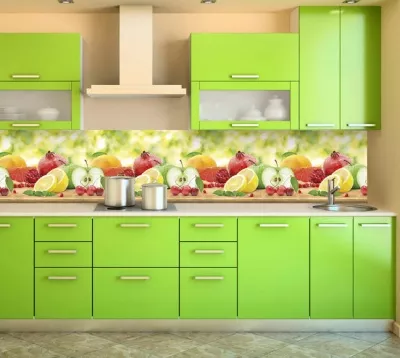 Экран для кухни из пластика Фрукты 600 мм (длина 3 м)