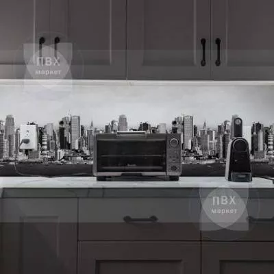 Экран для кухни из пластика Мегаполис 600 мм (длина 3 м)