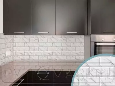 Экран для кухни из пластика Плитка мрамор 600 мм (длина 3 м)
