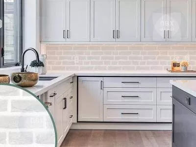 Экран для кухни из пластика Кирпич белый 600 мм (длина 3 м)