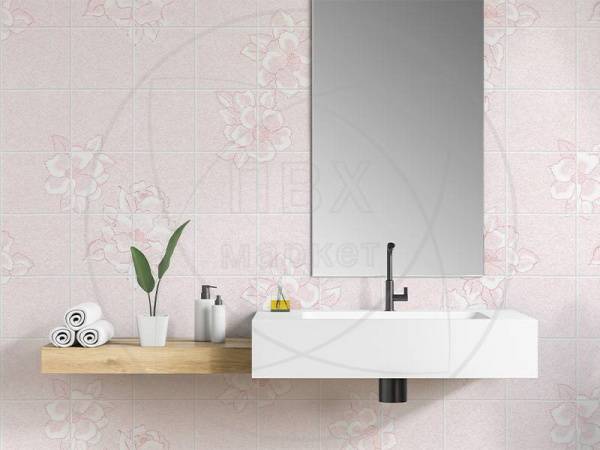 Панель для ванны на стену с рисунком Магнолия розовая 15*15 см фото
