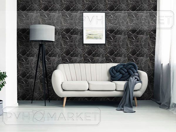 Стеновая панель самоклеющаяся Мрамор черный, Фото. ПВХ Маркет