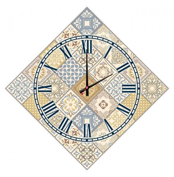 Часы на стене Стеклянные с фотопечатью Восточная плитка 30х30 см. фото ПВХ Маркет