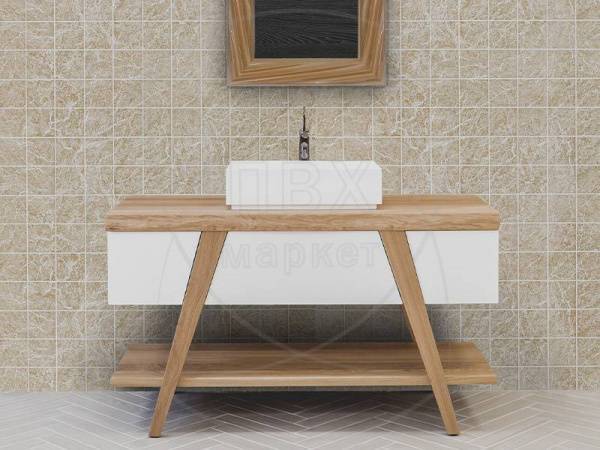 Панель для ванны на стену с рисунком Миндальный мрамор 10*10 см фото