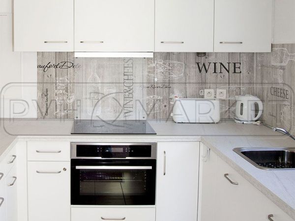 Фартук на кухню из пвх панелей Вино и сыр 600 мм (длина 3 м).

