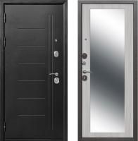 Металлическая дверь Троя Серебро MAXI Зеркало  Белый ясень 100 мм 960x2050 мм фото