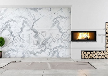 Панель для ванны на стену с рисунком Мрамор Каррара серый фото