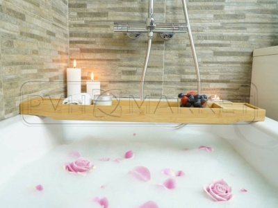 Фото. Полка для ванной из бамбука "Мальдивы" 700х145х45 мм. Интернет-магазин ПВХ Маркет