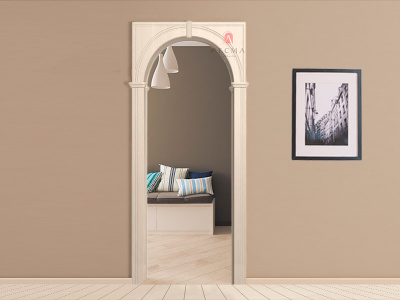 Арка между коридором и кухней фото Палермо беленый дуб