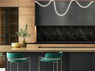 Экран для кухни из пластика Крестола Black 600 мм (длина 3 м)