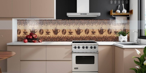 Экран для кухни из пластика Кофейные зерна 600 мм (длина 2 м)
