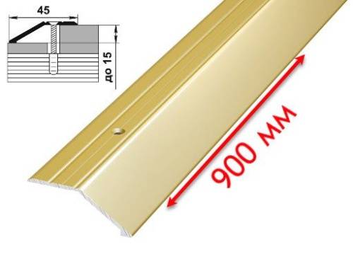 Разноуровневый порог для пола 45 мм "Золото" анодированный 0,9 м фото и цены