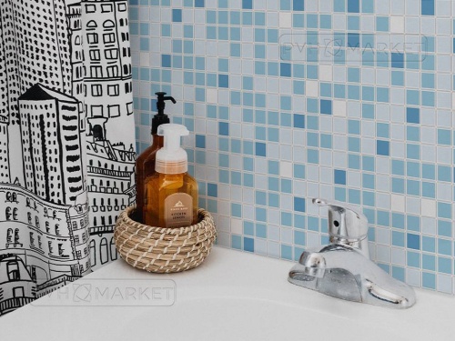 Панель 3D в ванную "Голубая" цена фото