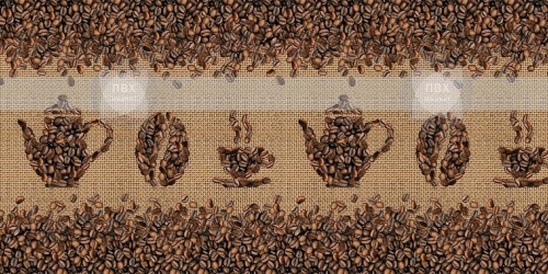 Экран для кухни из пластика Кофейные зерна 600 мм (длина 2 м)