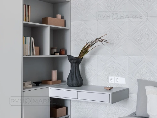 Наклейка 3д панелей на стену 