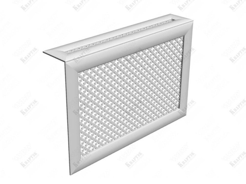 Решетка или экран на радиатор отопления Навесной экран Лотос белый 620х900х180 мм фото в интерьере