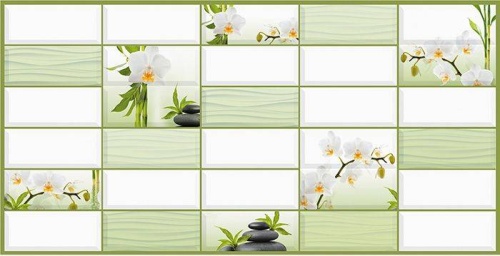 Пластиковые панели 3Д для кухни "Плитка Белая орхидея" цена фото