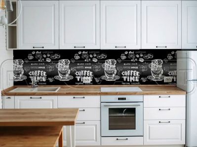 Экран для кухни из пластика Кофе Тайм 600 мм (длина 3 м)