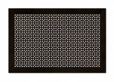 Декоративный экран для радиатора отопления Дамаско Венге 900*600 мм фото в интерьере
