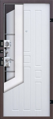 Дверь входная Гарда Медный антик Белый ясень 60 мм 860x2050 мм каталог фото и цены