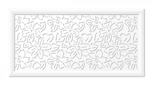 Декоративный экран для радиатора отопления Цветы Белый 1200*600 мм фото в интерьере