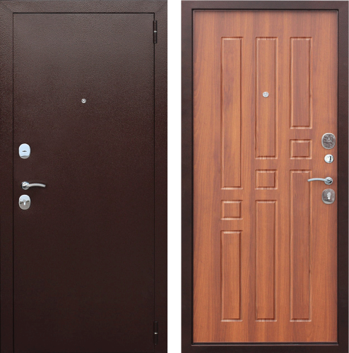 Дверь входная Гарда Медный антик Рустикальный дуб 60 мм 860x2050 мм каталог фото и цены