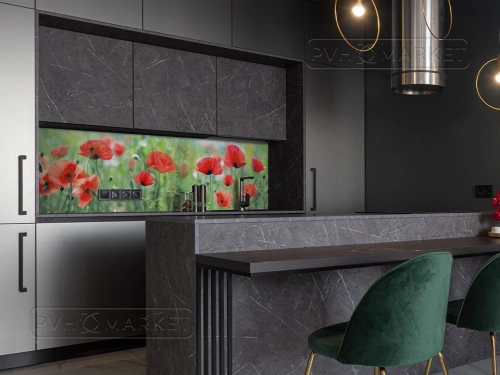 Панель АБС фартук Маковый цвет ЛАК 0,6 м (длина 3 м)