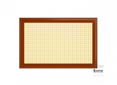 Декоративный экран для радиатора отопления Желтый Ротанг рамка Вишня 1200*600 мм фото в интерьере