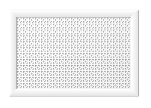 Декоративный экран для радиатора отопления Сусанна Белый 900х600 мм фото в интерьере