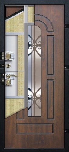 Дверь в коттедж красивая Vikont Грецкий орех 95 мм