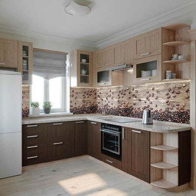 Цветное панно на кухне фото Кофейные зерна 602х1002 мм х мм