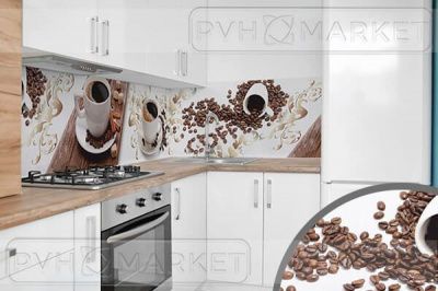 Фартук для кухни из ПВХ с фотопечатью Чашка кофе (ф-106) 600 мм (длина 3 м).
