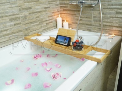 Фото. Полка для ванной с подставкой из бамбука "Багамы" 762х152х40 мм. Интернет-магазин ПВХ Маркет
