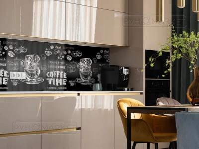 Экран для кухни из пластика Кофе Тайм 600 мм (длина 3 м)