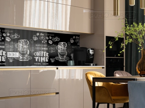 Экран для кухни из пластика Кофе Тайм 0,6 м (длина 3 м)