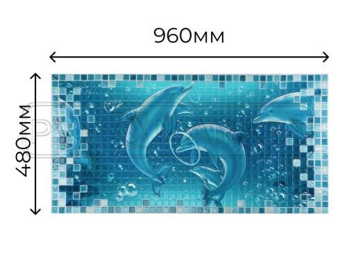 Панель 3D в ванную "Лазурь-дельфины" цена фото