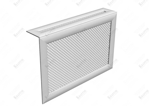 Решетка или экран на радиатор отопления Навесной экран Глория белый 620х900х180 мм фото в интерьере